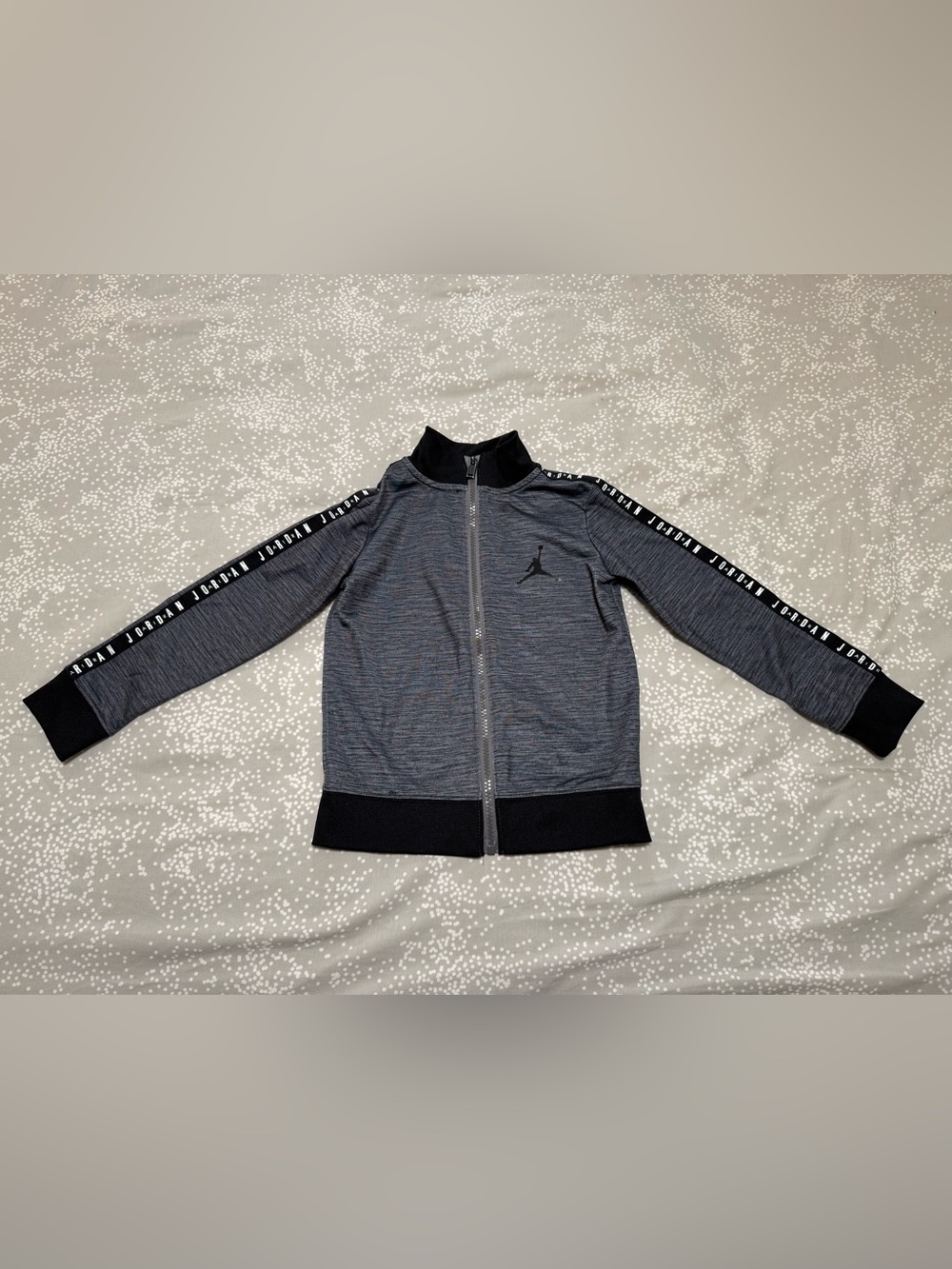 Jordan Grey and Black Full-Zip Kids Hoodie